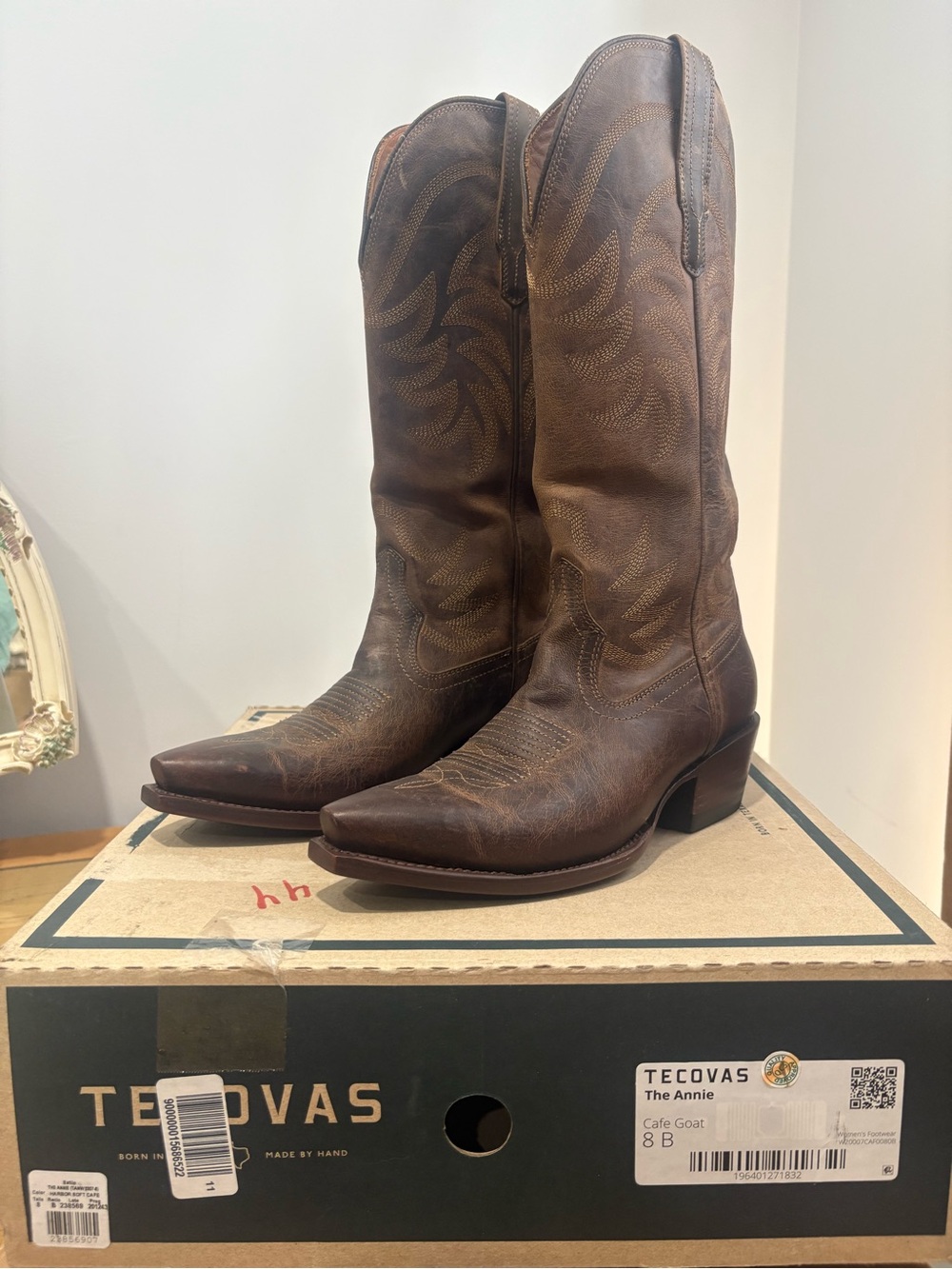 Tecovas The Annie Cafe Goat Embroidered Boots Brown US 8